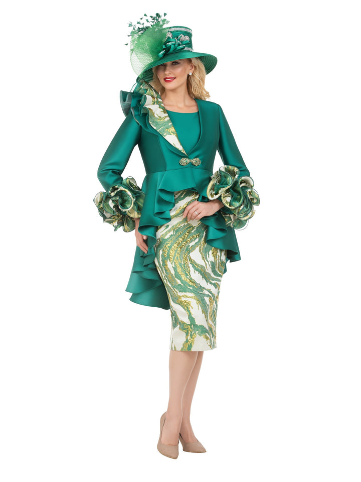 Regal Cascade 3pc Silky Twill&Brocade Suit-Plus