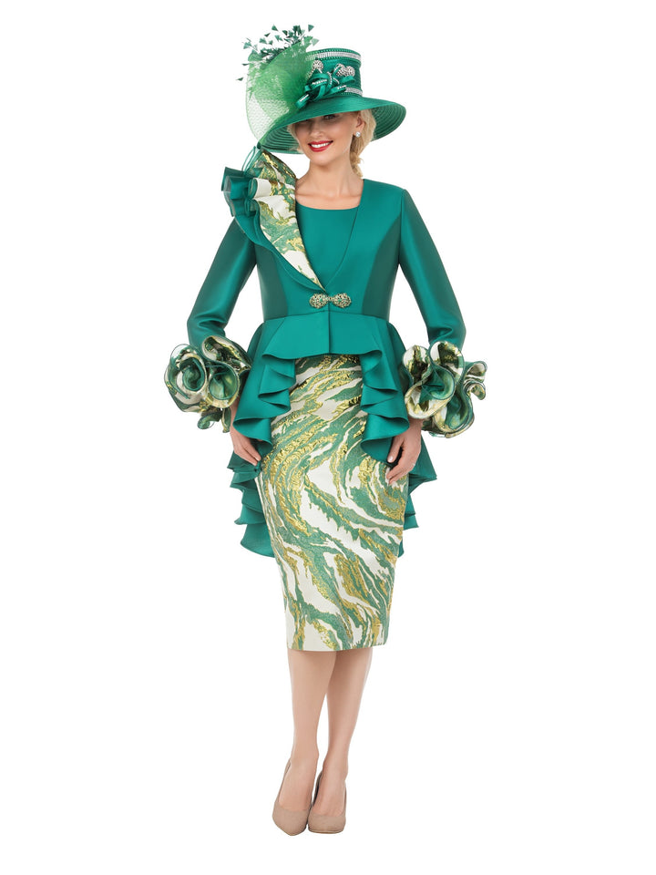 Regal Cascade 3pc Silky Twill&Brocade Skirt Suit
