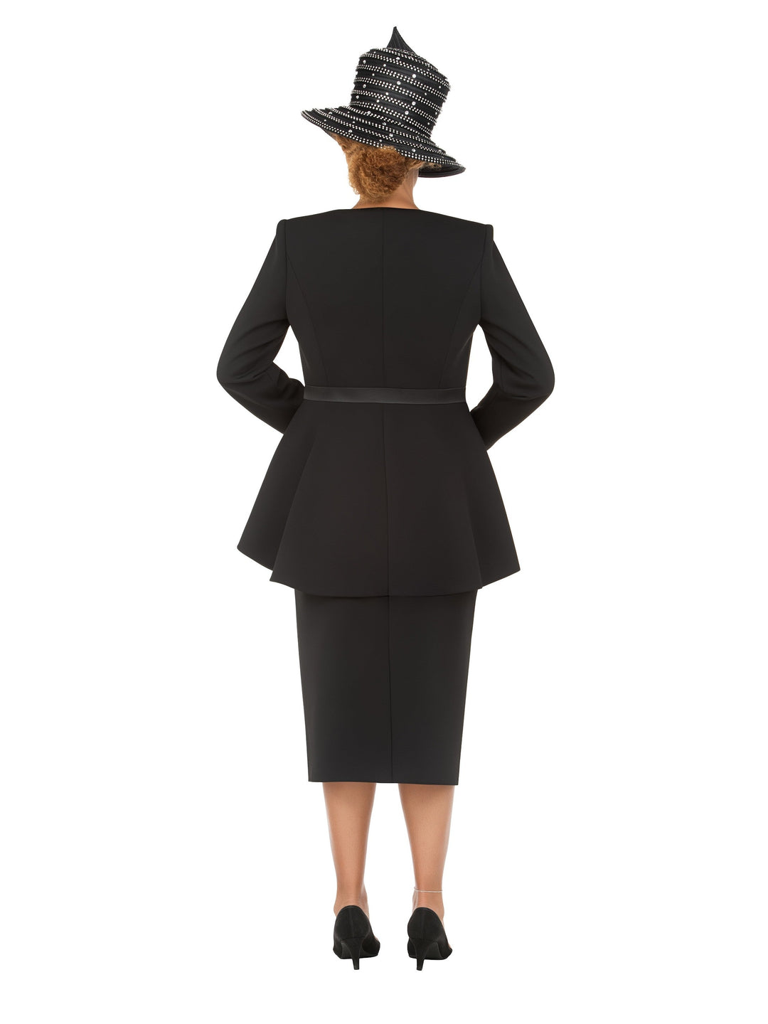 Crystal Elegance 3 Piece Peplum Skirt Suit-Plus