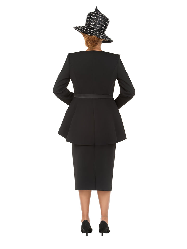 Crystal Elegance 3 Piece Peplum Skirt Suit-Plus