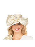 Couture Champagne Bow Embellished Hat