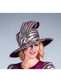 Wide Brim Twill & Brocade Hat w/ Stones