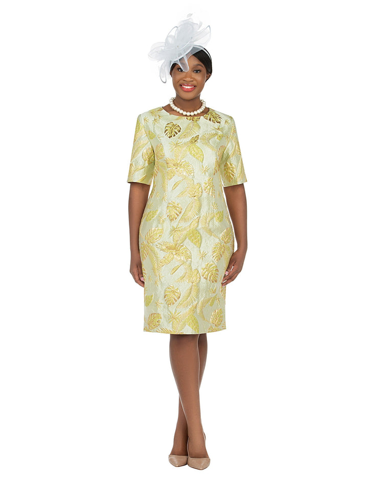 Short Slv Brocade Sheath Dress