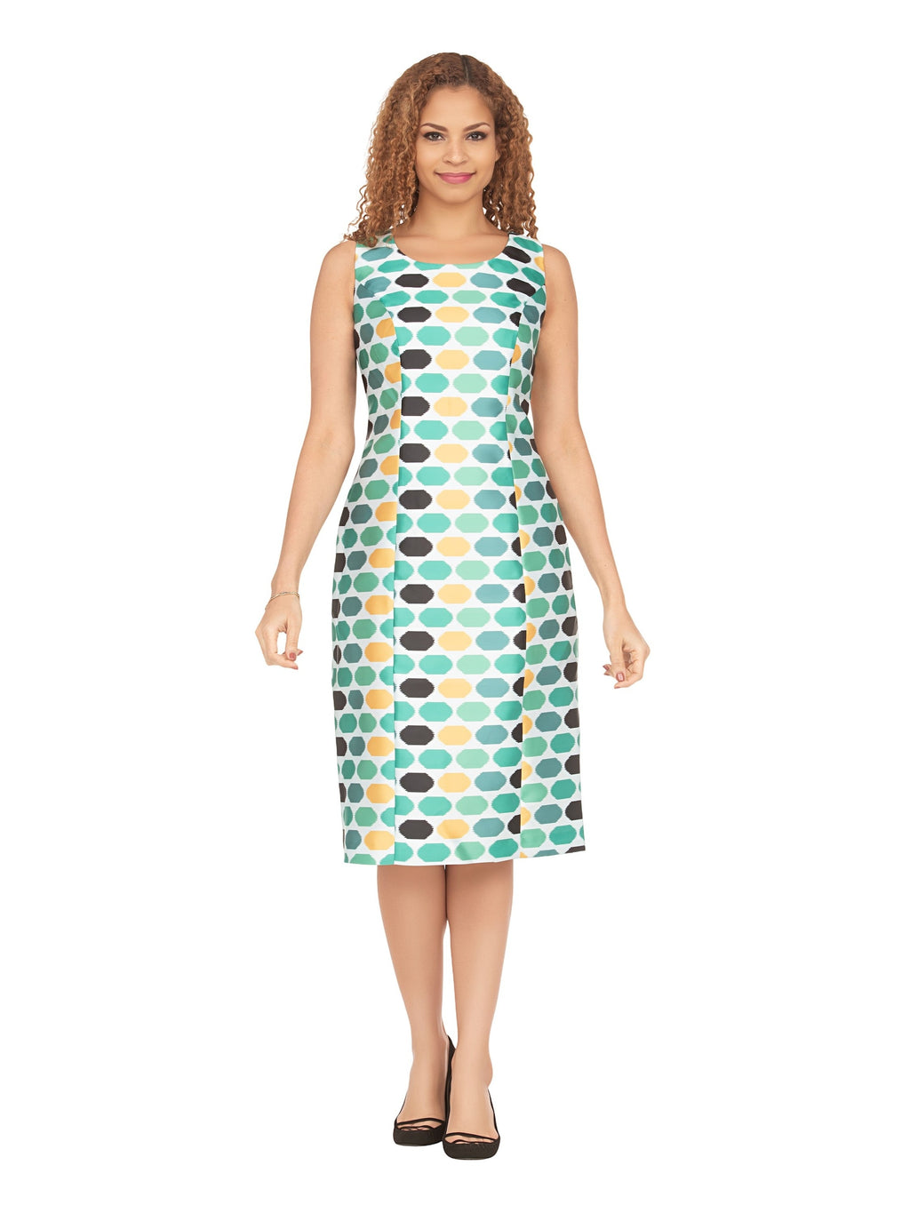 Dot Print 2pc Bell Sleeve Sheer Jkt Dress Set