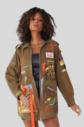 Graffiti Print Utility Jacket -81783