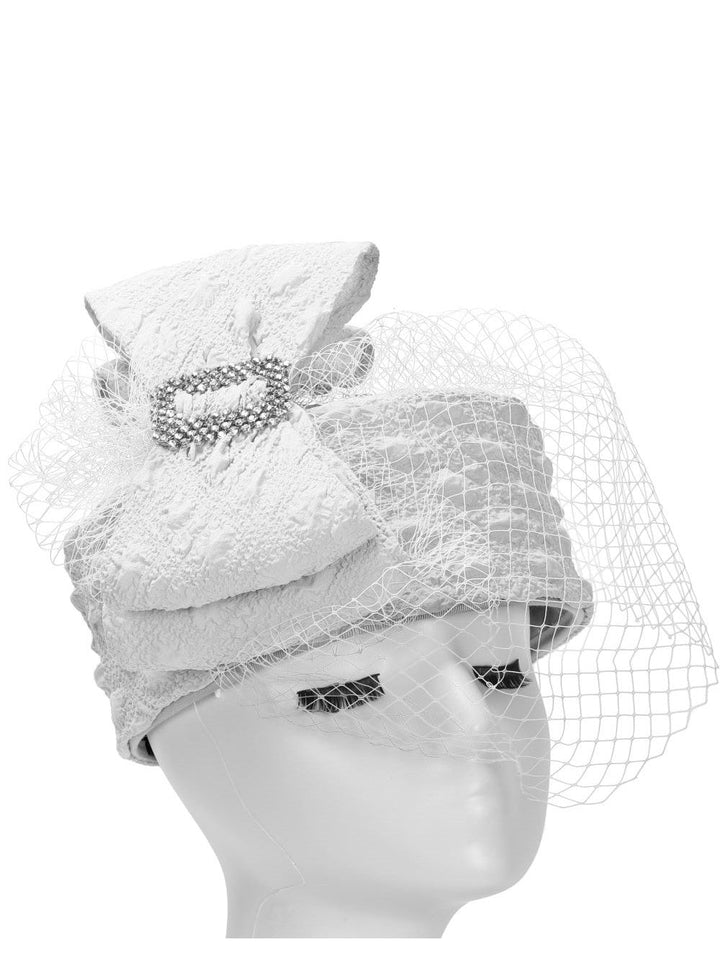 Popcorn Fabric Pill Box w/ Bow & Veil