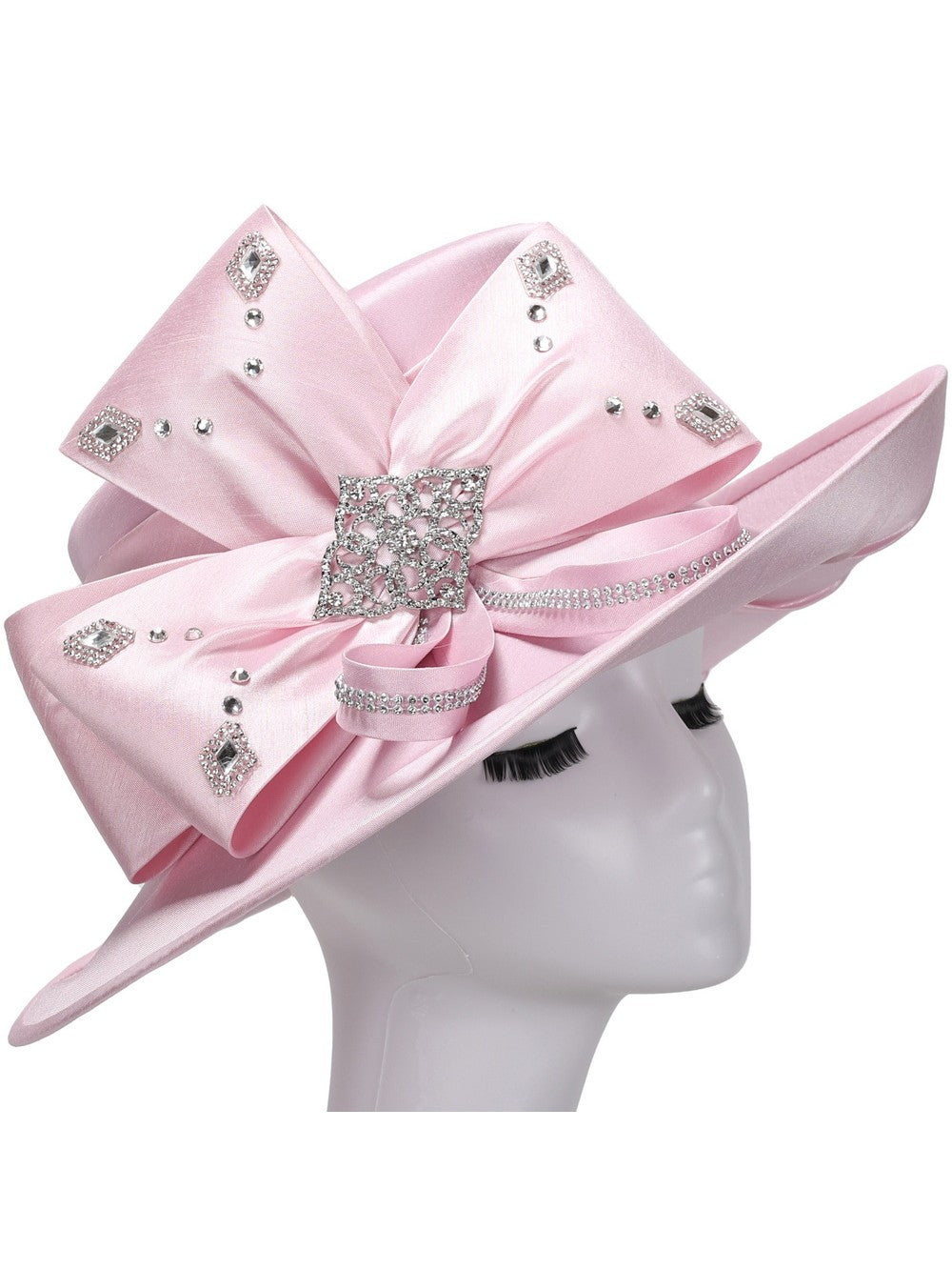 Side Flipped Med Brim Hat w/ Ovsz Flwr and Stones