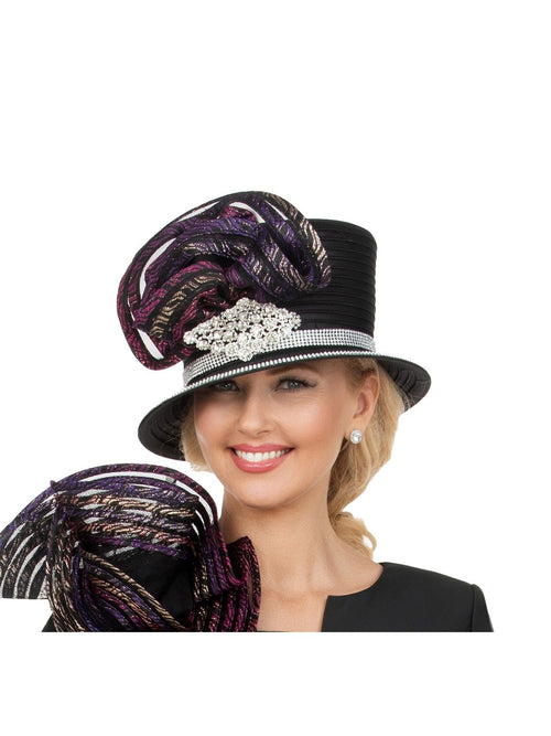 Glamorous Small Brim Hat w/ Rhinestone Brooch
