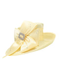 Side-flipped Medium Brim Hat w/ Flower Ribbon