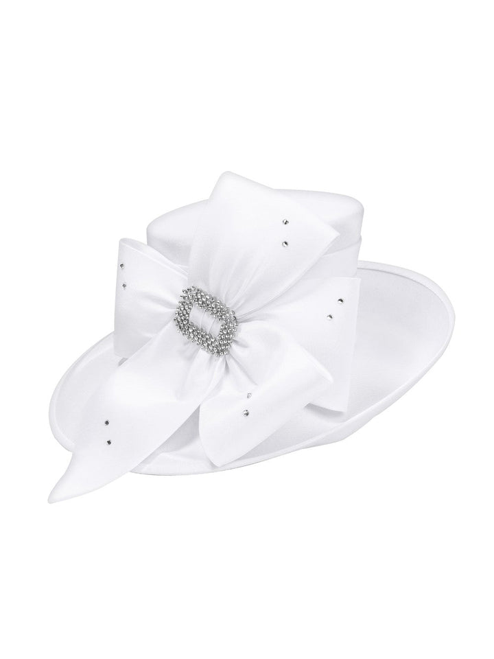 Side-flipped Medium Brim Hat w/ Flower Ribbon