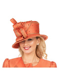 Medium Brim Ribbon Bow Rhinestone Dress Hat