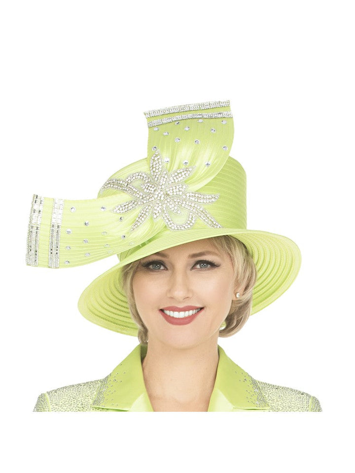 Med Brim Ribbon Hat w/ Ovsz Stoned Bow