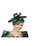 Emerald Black Couture Hat with Sculpted Loops