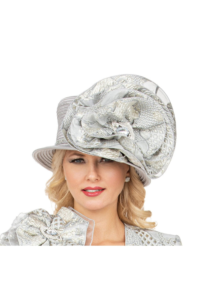 Luxury Silver Statement Rosette Crown Dress Hat