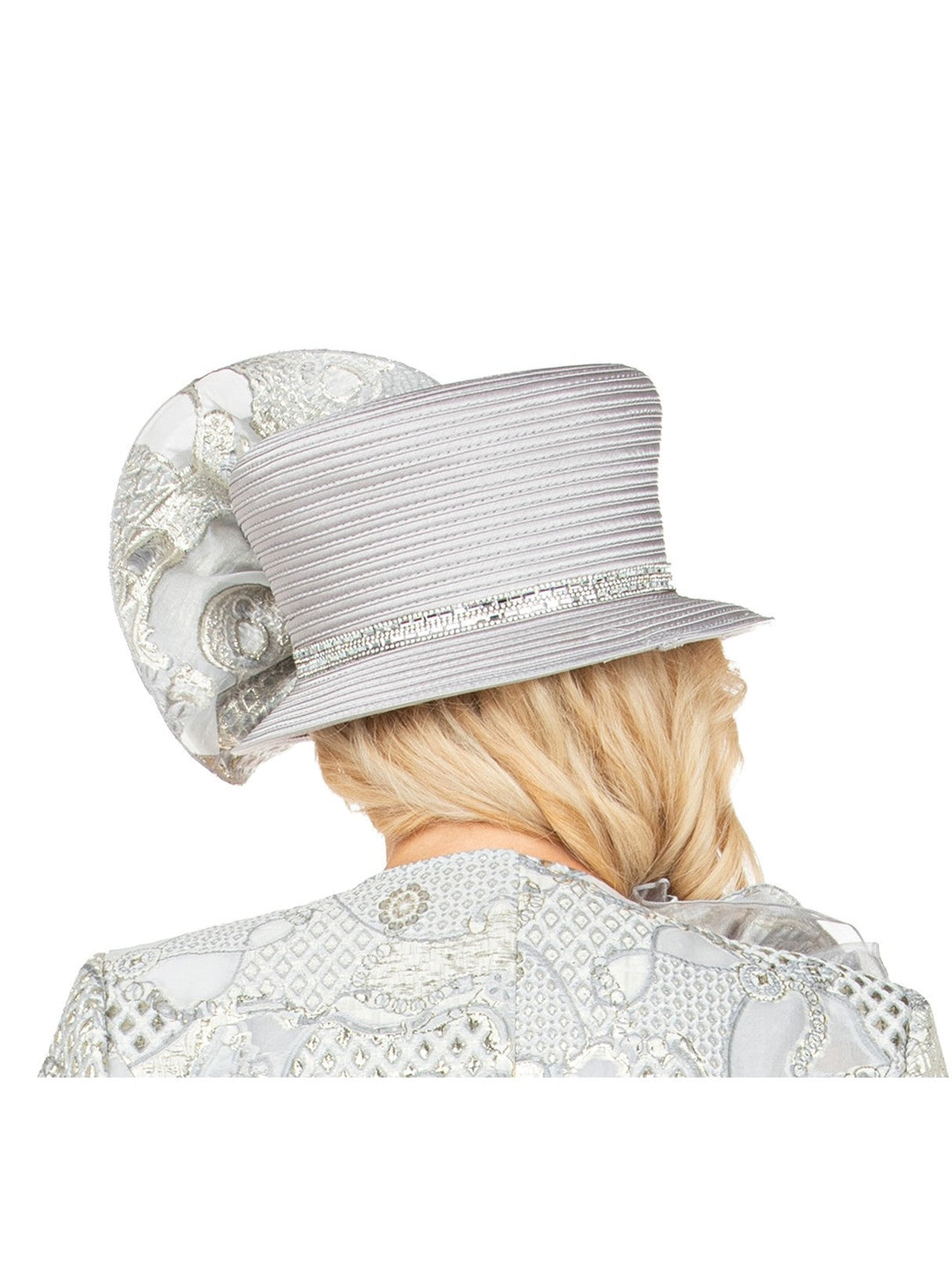 Luxury Silver Statement Rosette Crown Dress Hat
