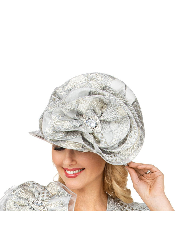 Luxury Silver Statement Rosette Crown Dress Hat