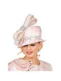 Luxury Pale Pink Crystal Embellished Bow Dress Hat