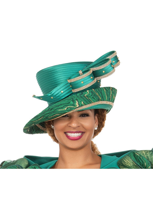 Wide Brim Hat with Rhinestone-trimmed Bow Detail