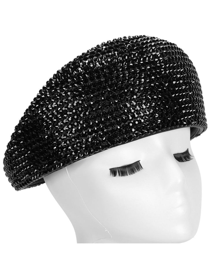 METALLIC STONED BERET HAT