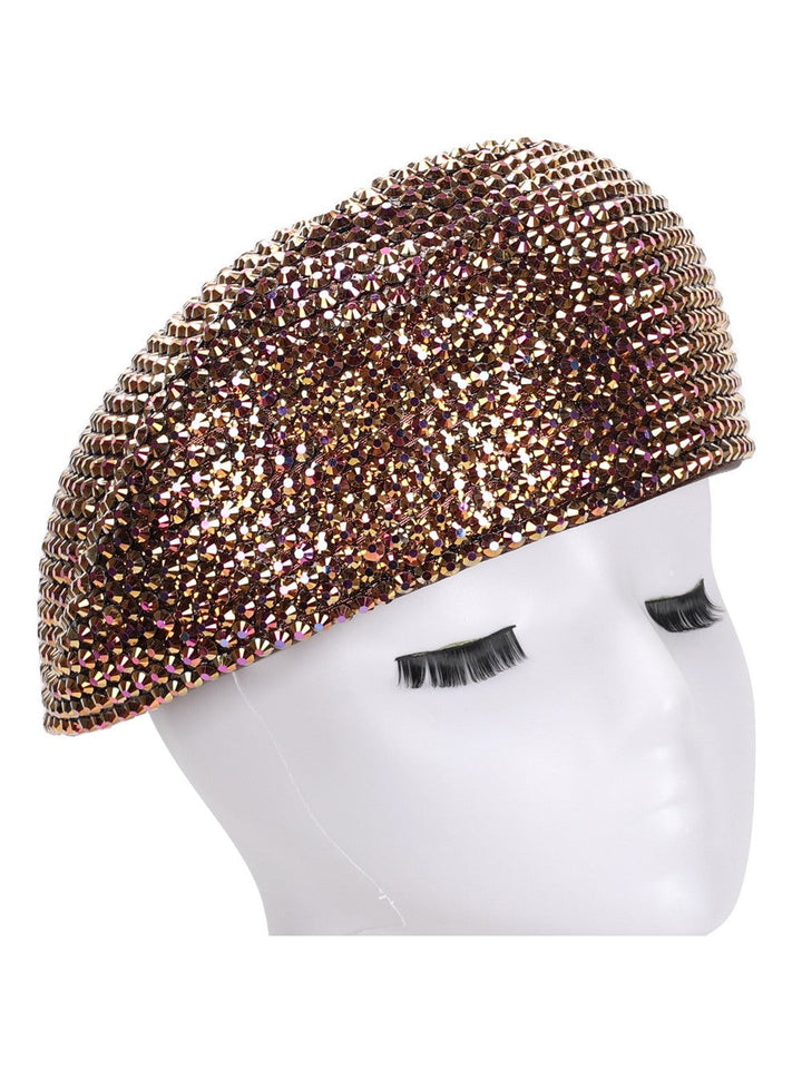 METALLIC STONED BERET HAT