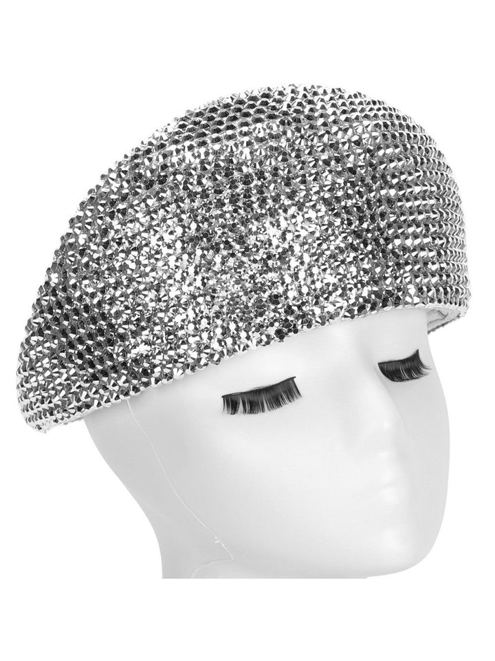 METALLIC STONED BERET HAT