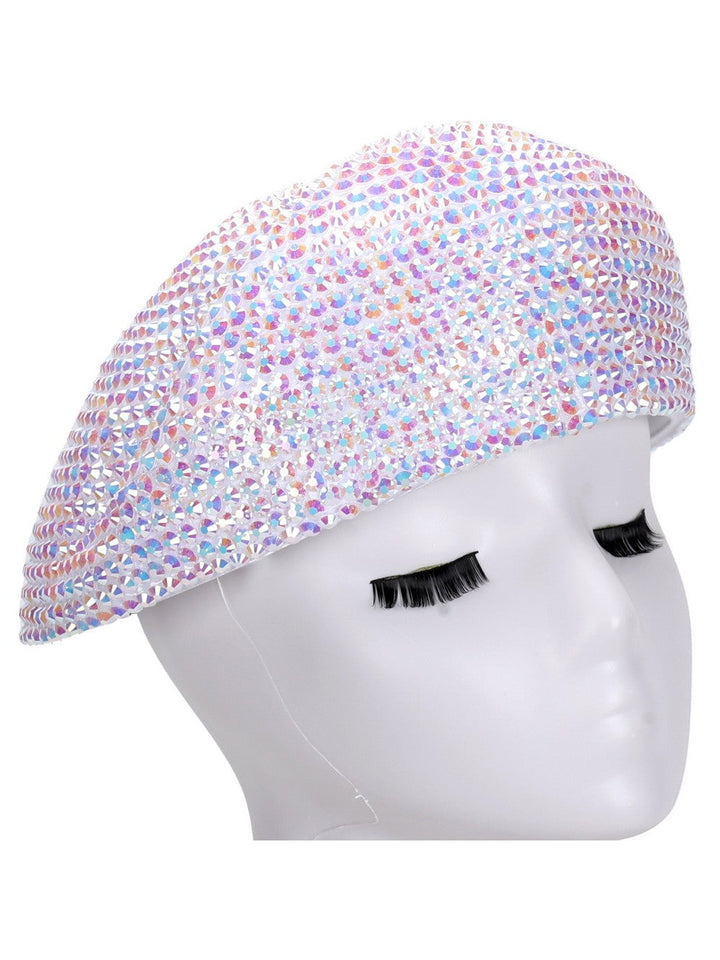 METALLIC STONED BERET HAT