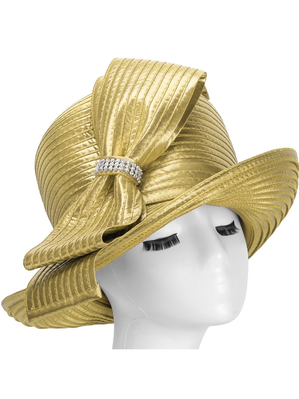 MED BRIM METALLIC RIBBON HAT