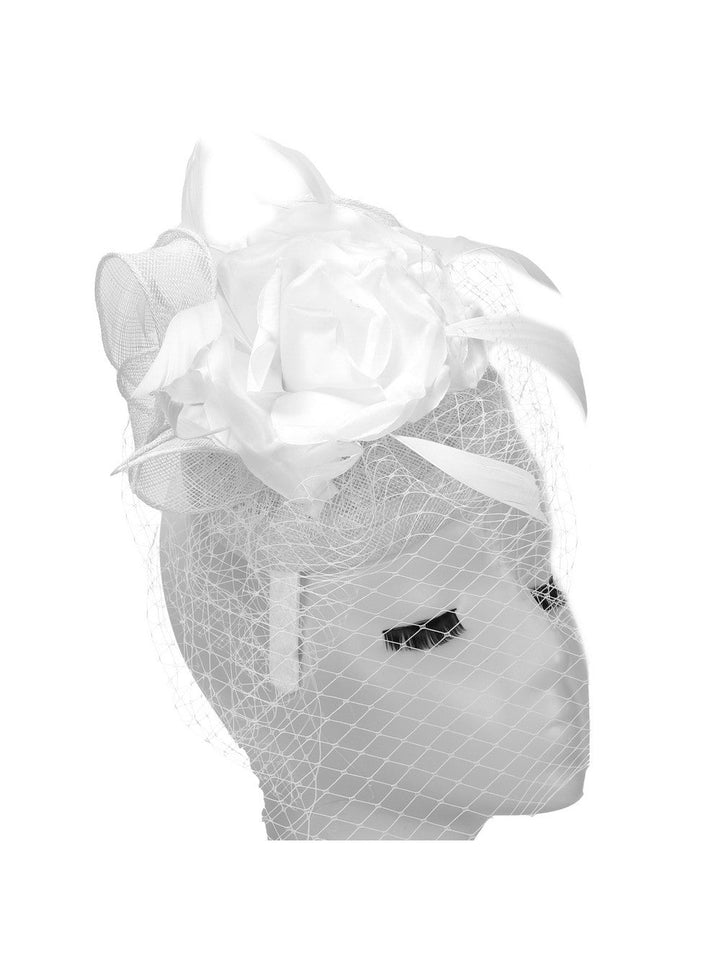 Fascinator w/ Flwr, Feather and Veil