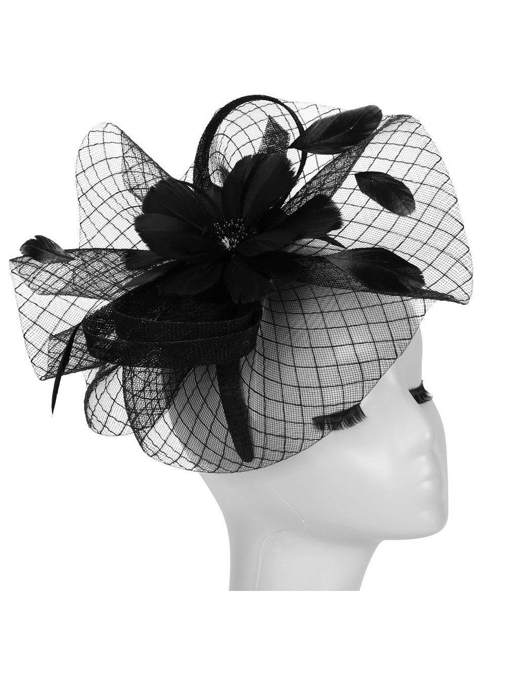 Fascinator w/ Feather Flwr & Veil