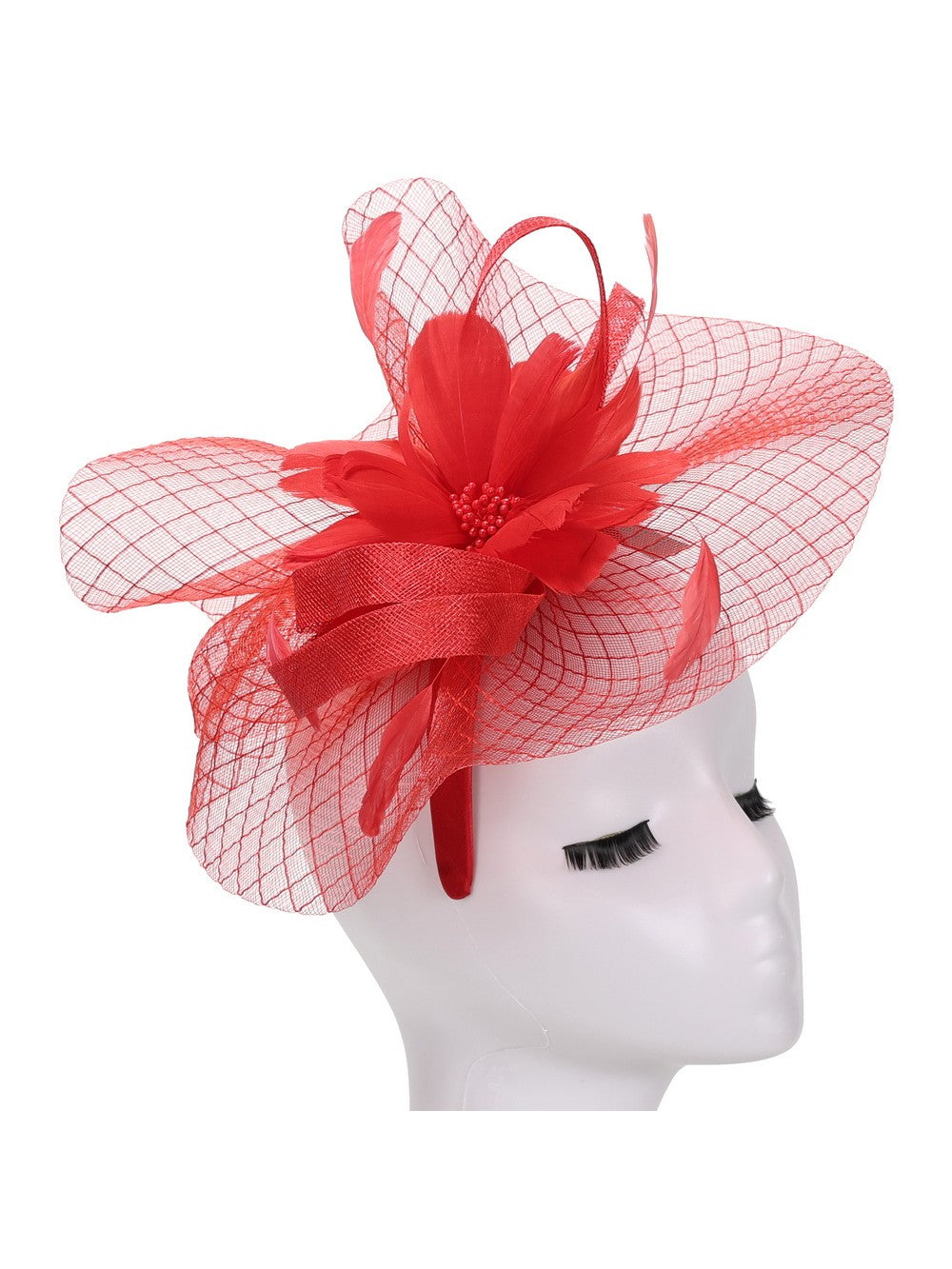 Fascinator w/ Feather Flwr & Veil