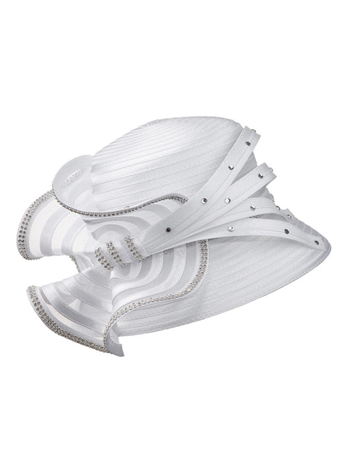 Elegant Rhinestone Swirl Rosette Medium Brim Hat