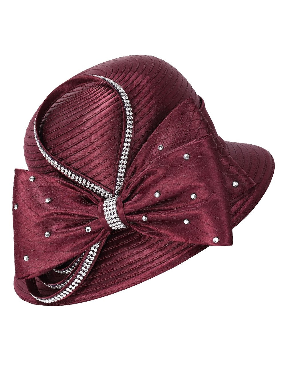 Jeweled Statement Bow Medium-Brim Ribbon Hat
