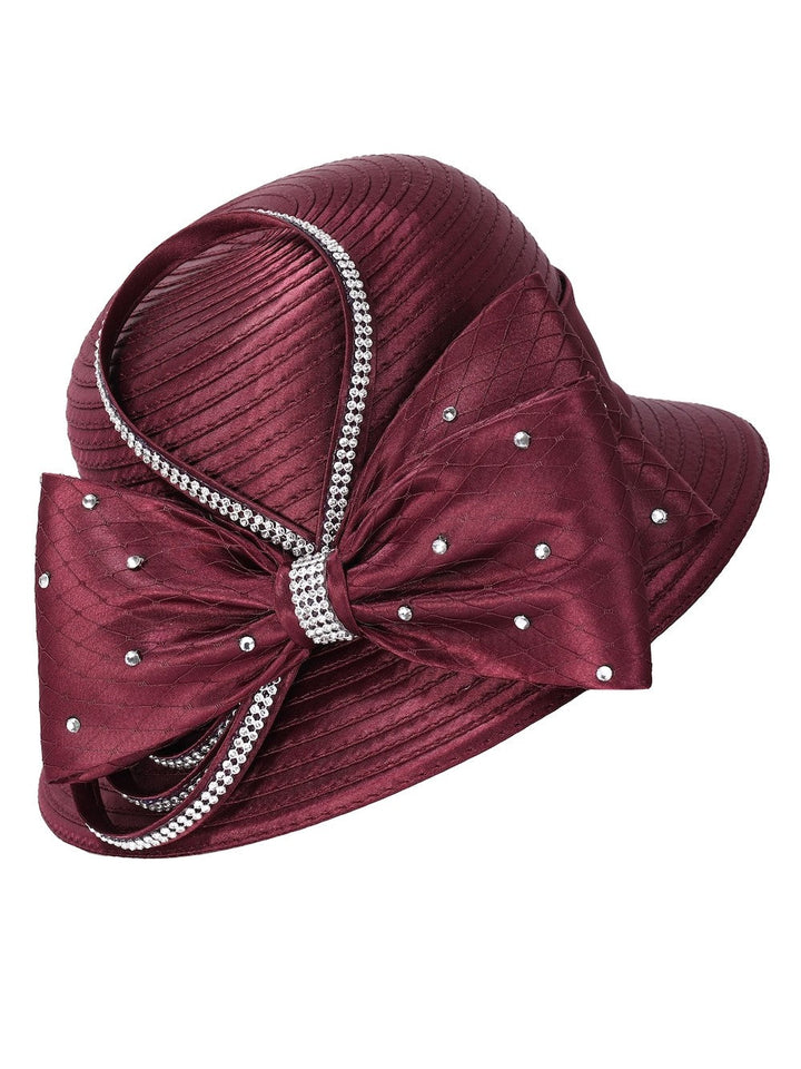 Jeweled Statement Bow Medium-Brim Ribbon Hat