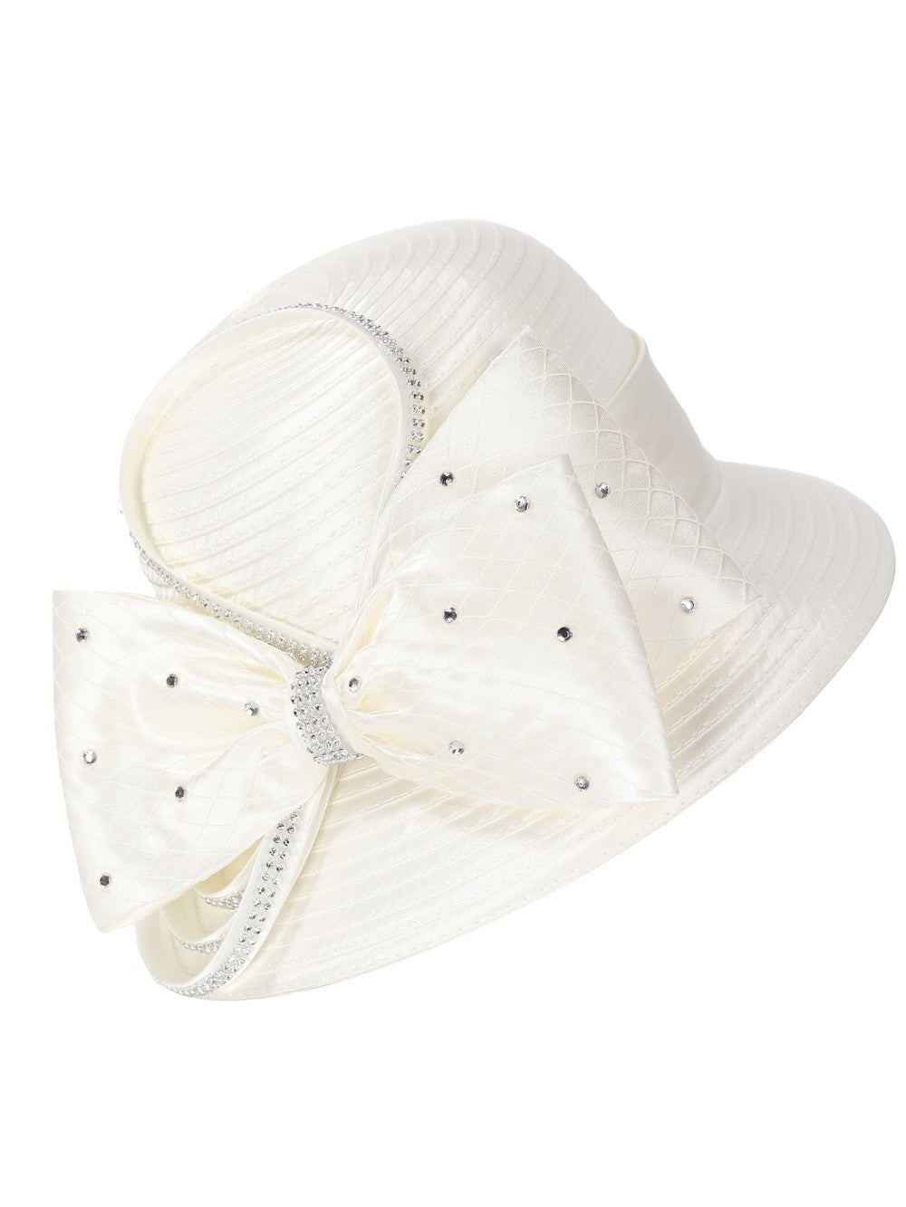 Jeweled Statement Bow Medium-Brim Ribbon Hat