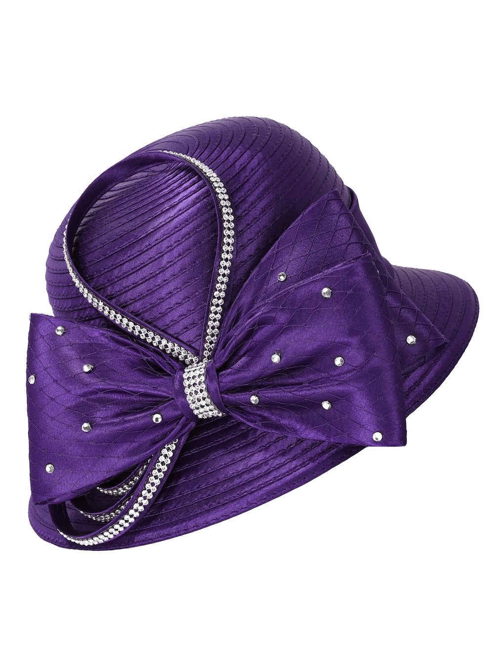Jeweled Statement Bow Medium-Brim Ribbon Hat