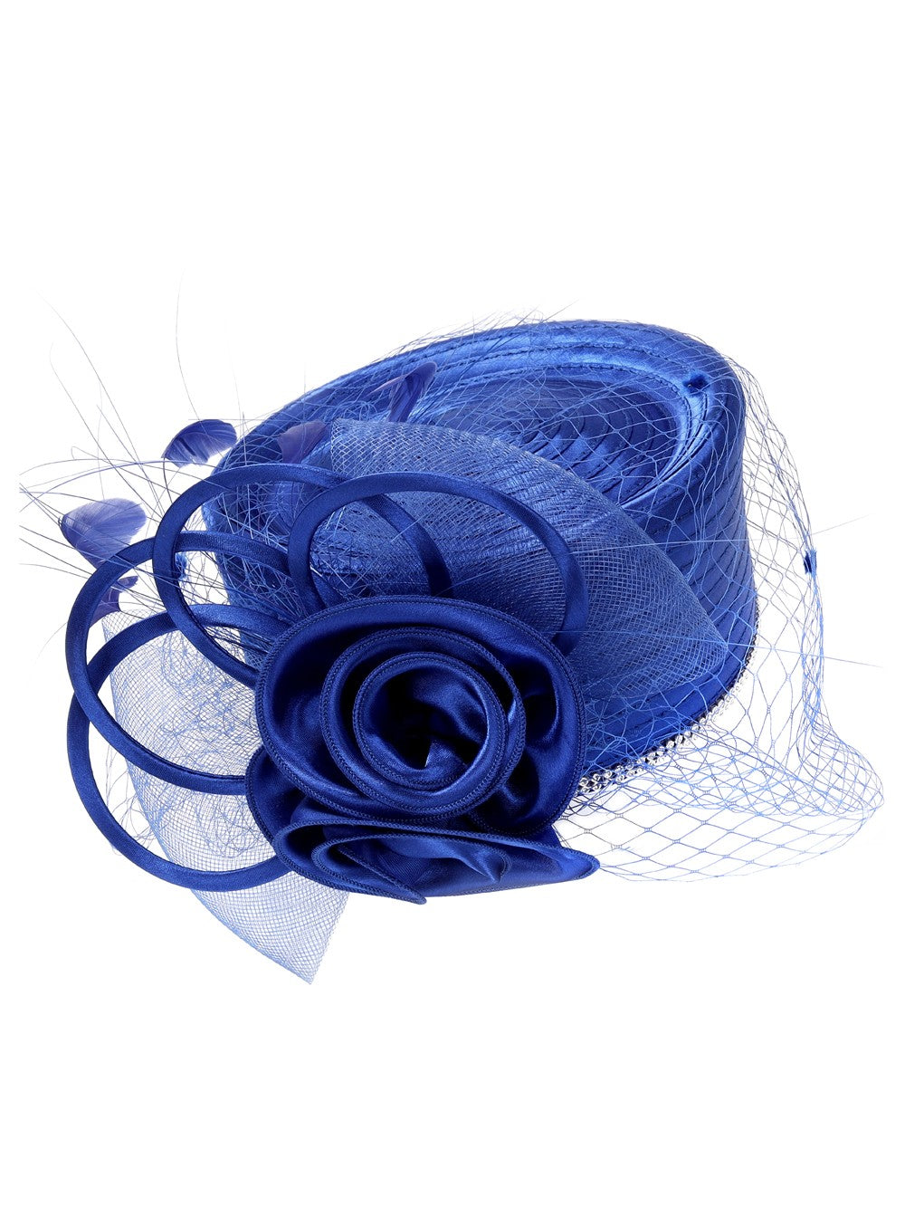 Satin Ribbon Pillbox w/ Flower & Veil