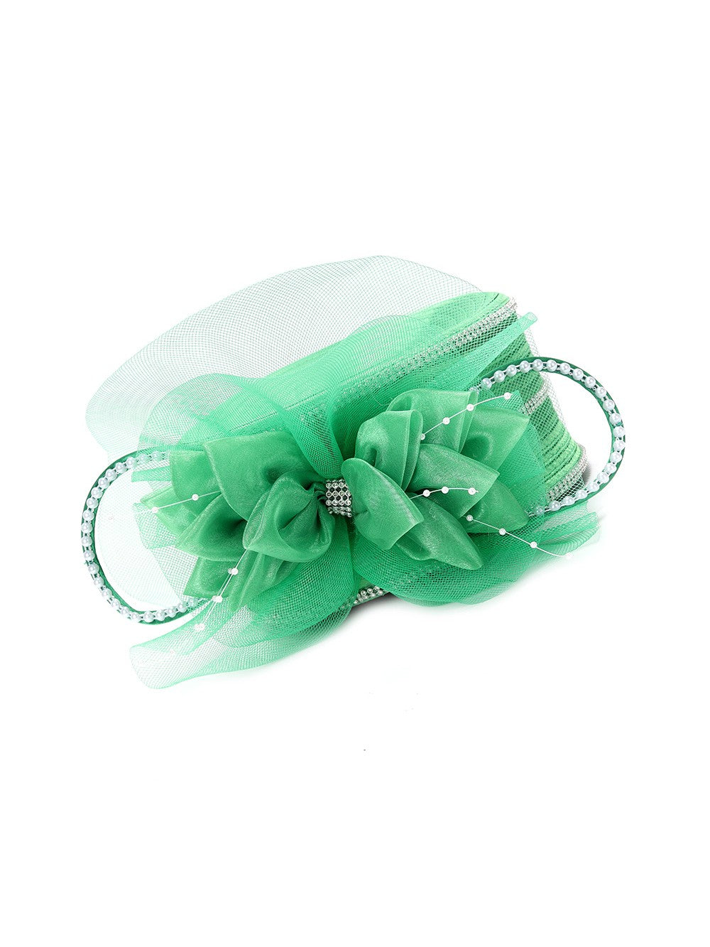 Satin Ribbon Pillbox w/ Mesh Flower Veil