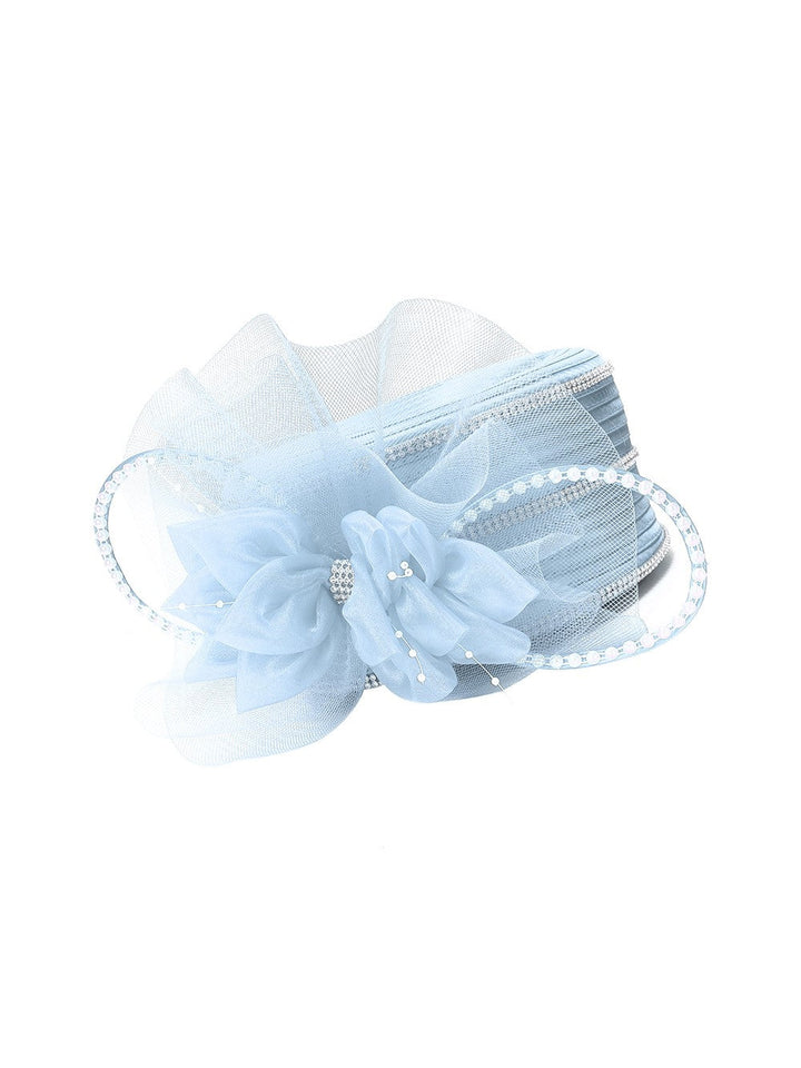 Satin Ribbon Pillbox w/ Mesh Flower Veil