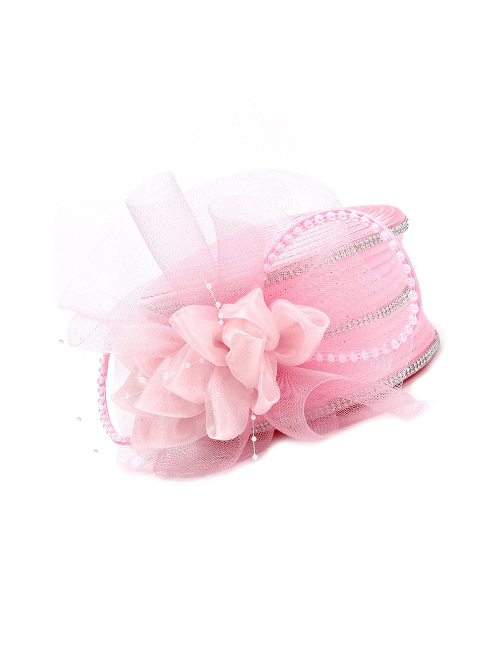 Satin Ribbon Pillbox w/ Mesh Flower Veil