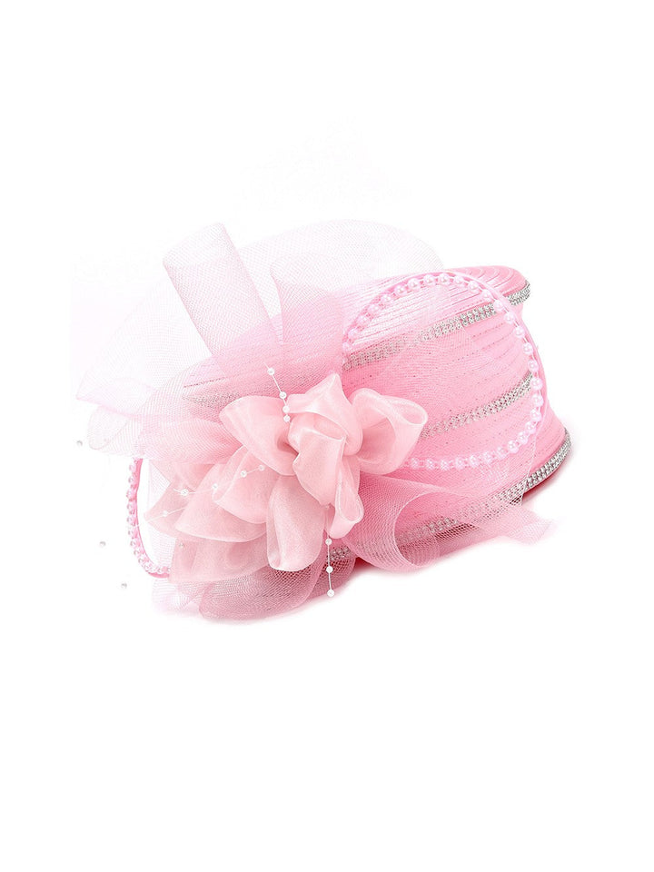 Satin Ribbon Pillbox w/ Mesh Flower Veil