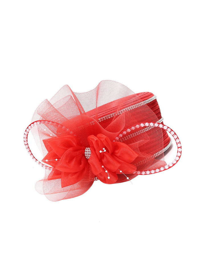 Satin Ribbon Pillbox w/ Mesh Flower Veil