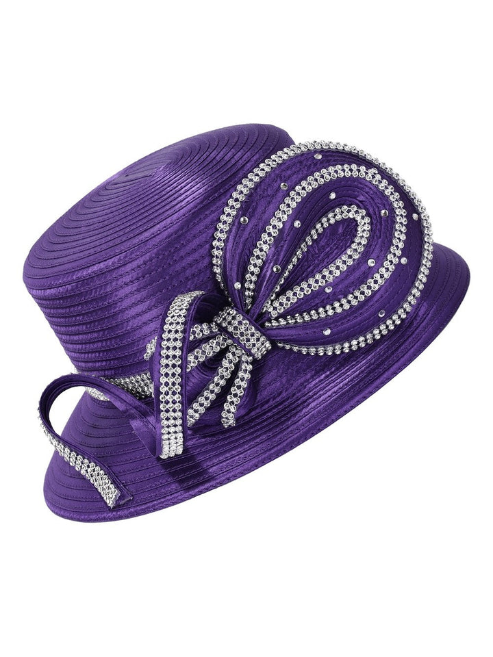 Satin Swirl Rhinestone Medium-Brim Hat