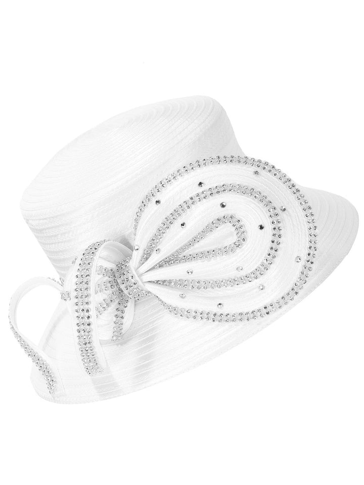 Satin Swirl Rhinestone Medium-Brim Hat