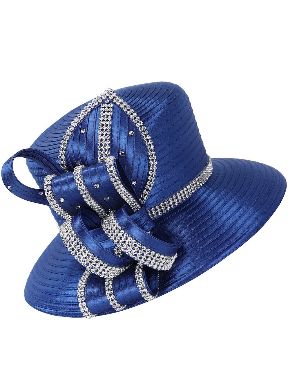 Rhinestone Crown&Sculpted Bow Medium-Brim Hat