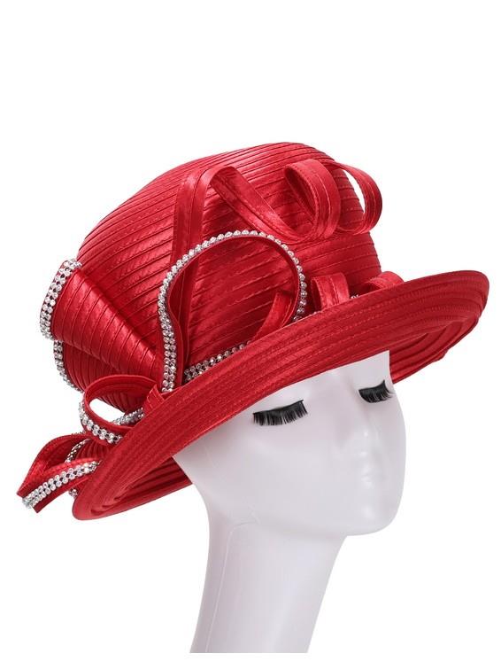Medium Brim Ribbon Hat w/ Massive Stoned Decor