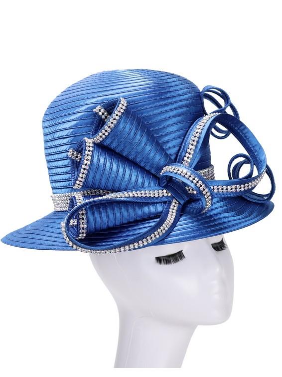 Medium Brim Ribbon Hat w/ Massive Stoned Decor