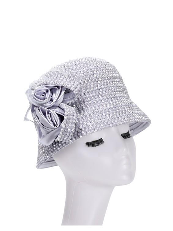 Luxury Faux Pearl Studded Rosette Bucket Hat