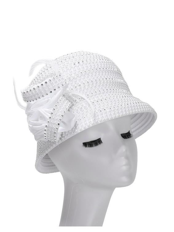 Luxury Faux Pearl Studded Rosette Bucket Hat