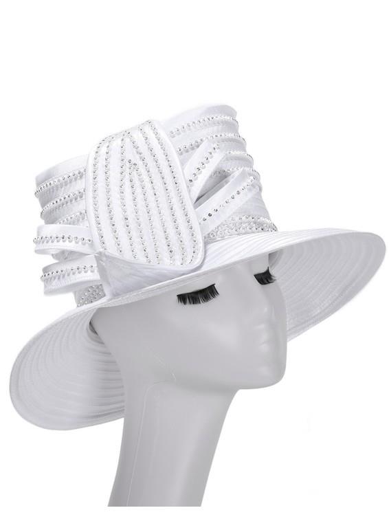 Medium Brim Ribbon Hat w/ Leaf and Rhst Decor