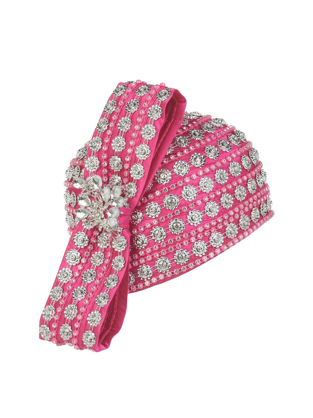 Rhinestoned Pillbox Hat w/ Brooched Vertical Bow